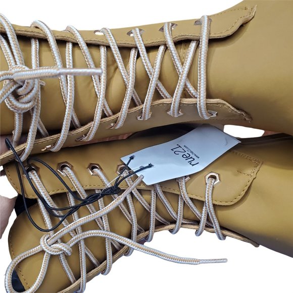 rue21 Camel Combats Lace boots Sz 9 New - Picture 13 of 15